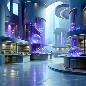 Futuristic Research Laboratory With Image, There