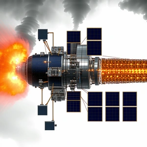 A Space Shuttle With A Large Engine On The Front