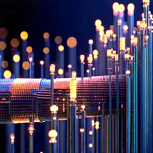 Close-up Of Fiber Optic Cables With Image, There