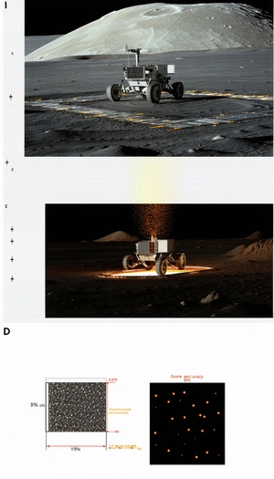 A Rover On A Martian Surface, With A Bright Light Illuminating The Area
