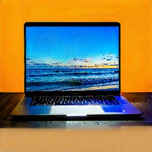 Laptop With Digital Artwork With Laptop Computer