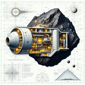 The Image Is A Detailed Drawing Of A Spacecraft, Showcasing Its Various Components