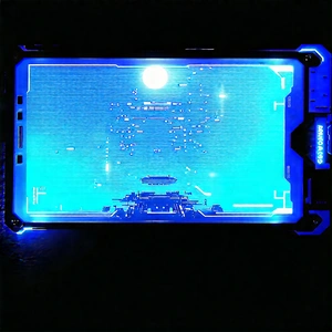 Tablet With Glowing Screen With Black Blue