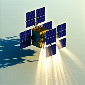 A Spacecraft With A Large Solar Panel On Its Side