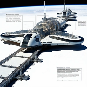 A Large Spacecraft Is Shown In A Diagram, With A Description Of Its Various Parts