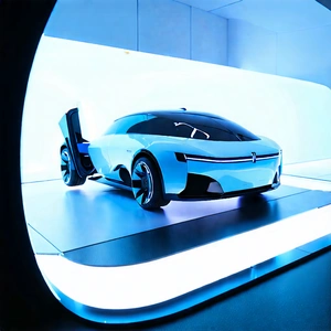 Tech Hdr Photography: Innovative Electric Vehicle Design With Futuristic Blue