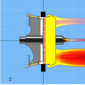 A Yellow And Black Object, Possibly A Jet Engine Or A Turbine, With A Blue Background