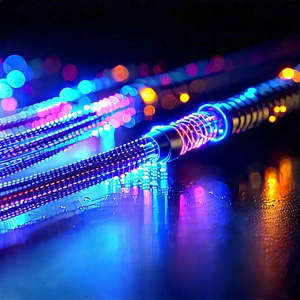 Close-up Of Fiber Optic Cables With Close-up Blue