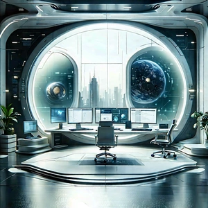 Futuristic Tech Startup Office With Image, There
