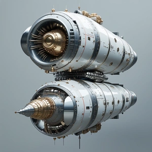 A Large Silver Engine Is Displayed In A Room
