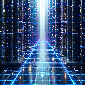 Close-up Of Sensor Array With Futuristic Cityscape