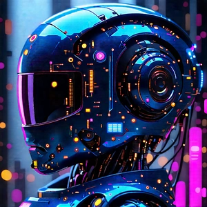 Robot With Data Streams With Image, There