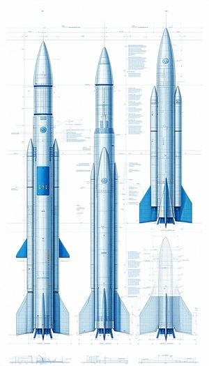 blue rocket ship shown drawing