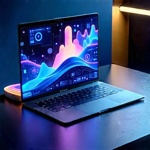 Laptop With Data Visualization With Laptop Computer