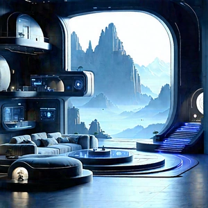 Futuristic Smart Home With Futuristic Setting,