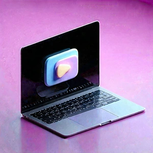 Tech Isometric Design: Laptop With Streaming Content With Laptop Computer