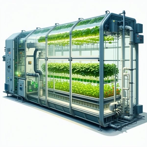The Image Is A Computer-generated Drawing Of A Large Greenhouse Filled With Plants