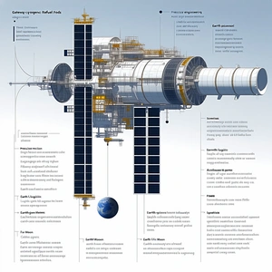 A Large Spacecraft Is Shown In A Diagram, With A Detailed Description Of Its Various Components