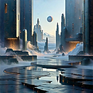 Machine Learning Visualization With Futuristic Scene,