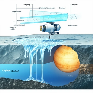 A Futuristic Scene Where A Spacecraft Is Hovering Above A Frozen Planet
