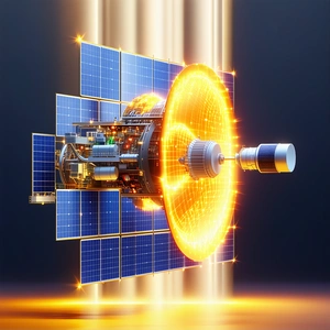 A Futuristic Spacecraft With A Solar Panel On Its Side