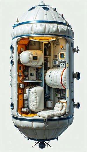 A White Space Capsule With A Large Number Of Controls And Instruments