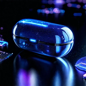 Wireless Earbuds With Data Visualization With Image, There
