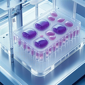 A Machine Is Shown In The Image, With A Plastic Tray Filled With Small Purple Balls