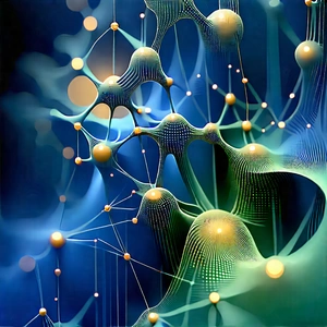 Blockchain Network Visualization With Blue Background