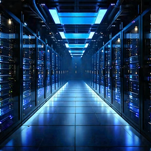 Futuristic Server Room With Large Room