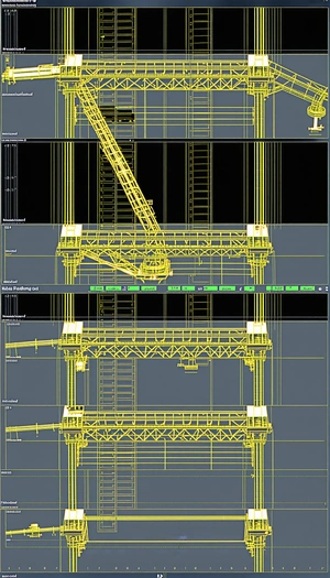 A Computer Screen Displays A 3d Model Of A Crane