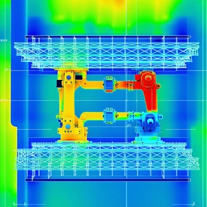 A Large, Three-dimensional Model Of A Machine, Possibly A Robot Or A Factory Machine