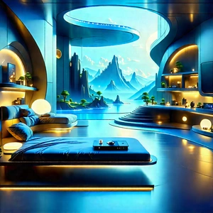 Futuristic Smart Home With Futuristic Room,
