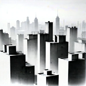 Urban Charcoal Drawing: Aerial view of city blocks