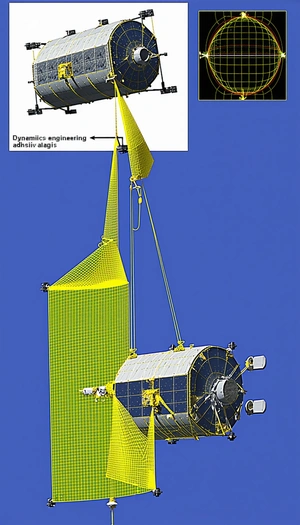 A Large Satellite Is Being Lifted Into The Air By A Crane