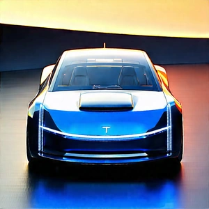 Innovative Electric Vehicle Design With Blue Displayed