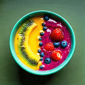 Lifestyle Drone Photography: Smoothie Bowl Prepared With Artistic Presentation With Bowl Fruit