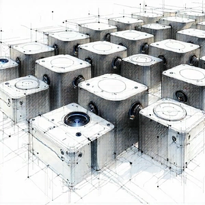 Tech Pencil Sketch: Close-up Of Sensor Array With Large Number