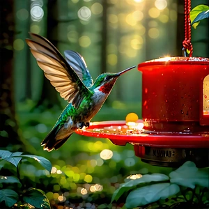 Nature Graphic Design: Hummingbird In (forest:1.38) Environment With Hummingbird Hovering