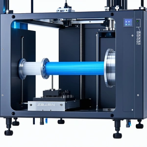 A Blue And White Machine Is Shown In A Close-up View