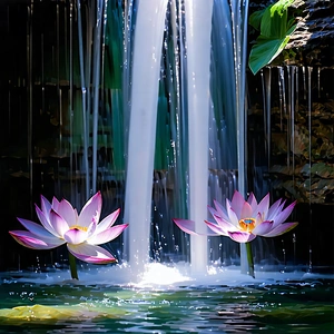 Nature Product Photography: Waterfall In Summer With Beautiful Waterfall