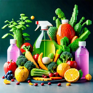 Lifestyle Voxel Art: Wellness Scene With Healthy Food With Colorful Display