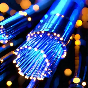 Close-up Of Fiber Optic Cables With Close-up Blue
