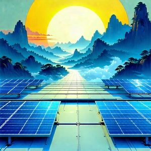 Innovative Renewable Energy Design With Painting Sunset