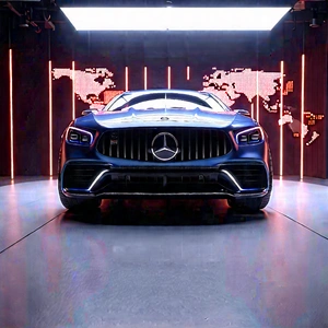 Automotive Technology In Tech Office With Blue Mercedes