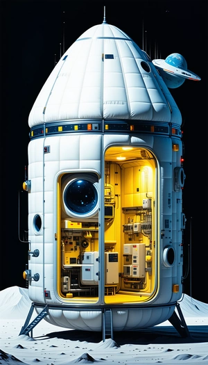 A Space Shuttle Is Shown In A Dark Room, With Its Hatch Open