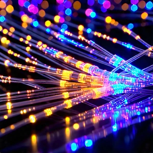 Close-up Of Fiber Optic Cables With Close-up String