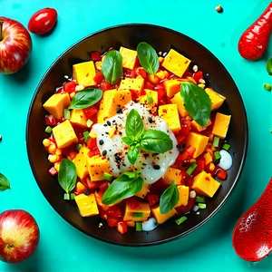 Lifestyle Blender Artwork: Healthy Meal Prepared With Vibrant Colors With Bowl Filled