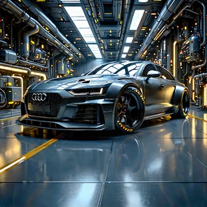 Automotive Technology In Manufacturing Facility With Black Parked