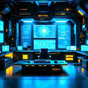 Futuristic tech startup office